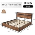 thumbnail image 3 of LUXOAK King Size Bed Frame with Lift up Storage Platform and Charging Station, Rustic Brown, 3 of 8