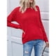 thumbnail image 4 of Suéteres de Mujer, Blusas de Larga, Cuello Redondo, Suéteres de Punto, Moda de Otoño, Ropa Informal Elegante y Básica Rojo L, 4 of 9