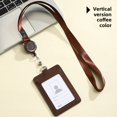 thumbnail image 1 of Neutral Minimalist Style PU Leather Protective Sleeve for ID Card Work Badge Student School Name Tag Lanyard Buckle Home Use, 1 of 5