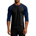 thumbnail image 3 of Havenx Men's Raglan Baseball Tee Shirt 3/4 Long Sleeve Crewneck Shirt Color Block Moisture Wicking T-Shirt Athletic Gym Workout Lightweight Vintage Tops,Navy M, 3 of 5