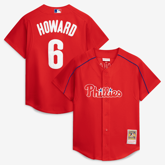 Men's Mitchell & Ness Ryan Howard Red Philadelphia Phillies Cooperstown Collection Batting Practice Jersey