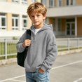 thumbnail image 4 of Abcomgle Boys Hoodie Long Sleeve Quarter Zip Girls Sweatshirts Waffle Knit Hooded Cute Pullover Tops, 4 of 8