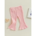 thumbnail image 3 of Bagilaanoe Newborn Baby Girl Flare Pants Solid Color Ribbed Trousers 3M 6M 9M 12M 18M 24M Infant Elastic Waist Fall Bell Bottom Casual Leggings, 3 of 7
