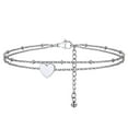 thumbnail image 1 of Pulseras de tobillo PROSTEEL de plata con corazón para mujeres adolescentes de Acero inoxidable doble capa, 1 of 8