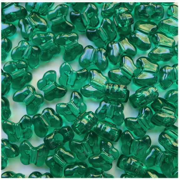 Butterfly Beads Green Emerald Transparent Large Hole Pony Beads Made in USA