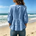 thumbnail image 5 of Loopsun Womens 3/4 Sleeve Fall Tops Fashion Solid V Neck Ruffle Puff Sleeve Shirt, 5 of 5