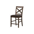 thumbnail image 1 of Monarch Specialties Dining Chair, 44" Height, Set Of 2, Side, Upholstered, Counter Height, Dining Room, Kitchen, Dark Walnut, Brown Leather Look, Transitional, 1 of 4