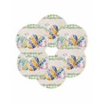 thumbnail image 7 of 13 Inch Round Placemats Set of 6, Easter Non Slip Heat Insulation PP Table Mats, Colorful Eggs Bunny Floral Vines Green Plaid Washable Place Mats for Kitchen Dining Party Table Decor, 7 of 7