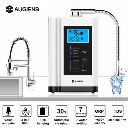 Water Ionizer Purifier Machine, AUGIENB 7 Water Settings Alkaline Acid Machine PH 3.5-10.5 / Up to -500mV ORP / 6000 Liters Per Filter / Auto Cleaning Water Purifier/ Touch