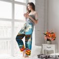 thumbnail image 5 of Salouo Floral Ship On Ocean Print Women's Pajama Pants Casual Loose Sweatpants PJs Flowy Pants Drawstring Palazzo for Women Wide Leg Pants Lounge Pajama -Small, 5 of 8