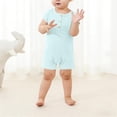 thumbnail image 2 of Toddler Boys One Piece Onesies Short Sleeve Button Down Jumpsuit Spring Summer Comfy Soft Lightweight Romper (18-24 Months, Blue), 2 of 6
