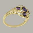 thumbnail image 4 of LBG British Made Classic Solid 14k Yellow Gold Natural Amethyst & Diamond Womens Anniversary Ring - 33 size options - Size 5.25, 4 of 7