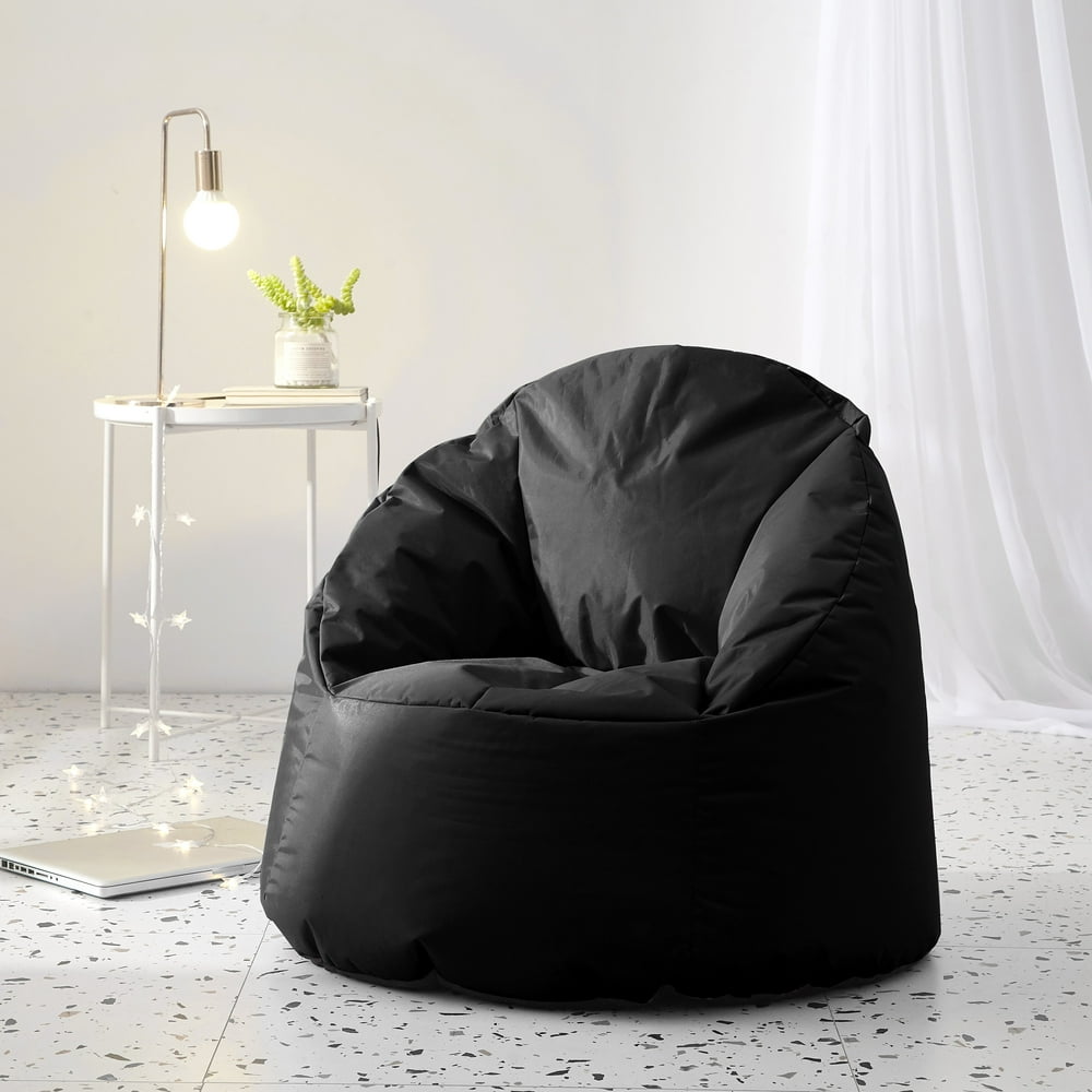 Urban Shop Structured Round Bean Bag Chair, Black