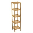 thumbnail image 1 of Multifunctional Bamboo Storage Shelf with Slatted Shelves Standing Towel Rack, 5 Tier Shelving Unit Corner Rack for Bathroom Entryway Bedroom Kitchen Living Room Balcony, 1 of 7