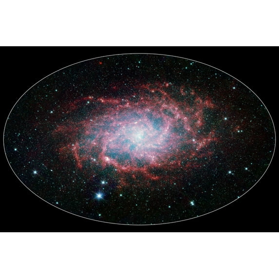 24"x36" Gallery Poster, infrared image of triangulam galaxy m33 spitzer space telescope