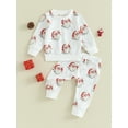 thumbnail image 3 of 0-3Y Toddler Baby Girl Christmas Outfit 6M 12M 18M 24M 3Y Long Sleeve Santa Claus Sweatshirt Top Pant Sets Baby Fall Clothes, 3 of 10