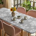 thumbnail image 3 of Grey Christmas Table Cloths for 8 Foot Rectangle Tables, Xmas Snowflake White Patio Waterproof Elastic Fitted Tablecloths, Washable Rectangular Table Cover for Camping, 3 of 8
