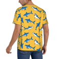 thumbnail image 2 of Hirioo Shark Print for Men's Baseball T-shirt Shirts Short Sleeve Casual Summer Button Stretch T Shirts,Size S-4XL-Large, 2 of 7