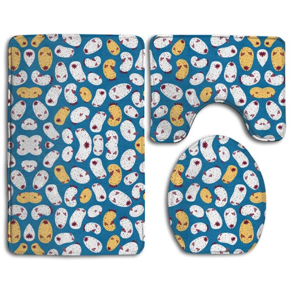 GOHAO Sea Bunny Slug 3 Piece Bathroom Rugs Set Bath Rug Contour Mat and Toilet Lid Cover