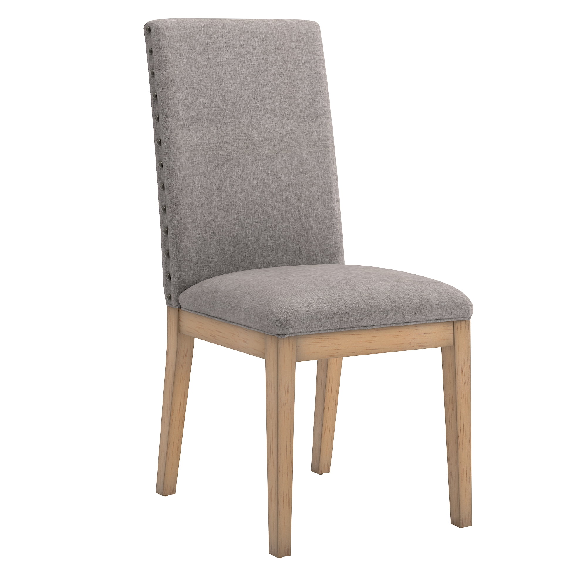 Weston Home Kirk Nailhead Accent Parson Linen Dining Chair, Set of 2, Grey