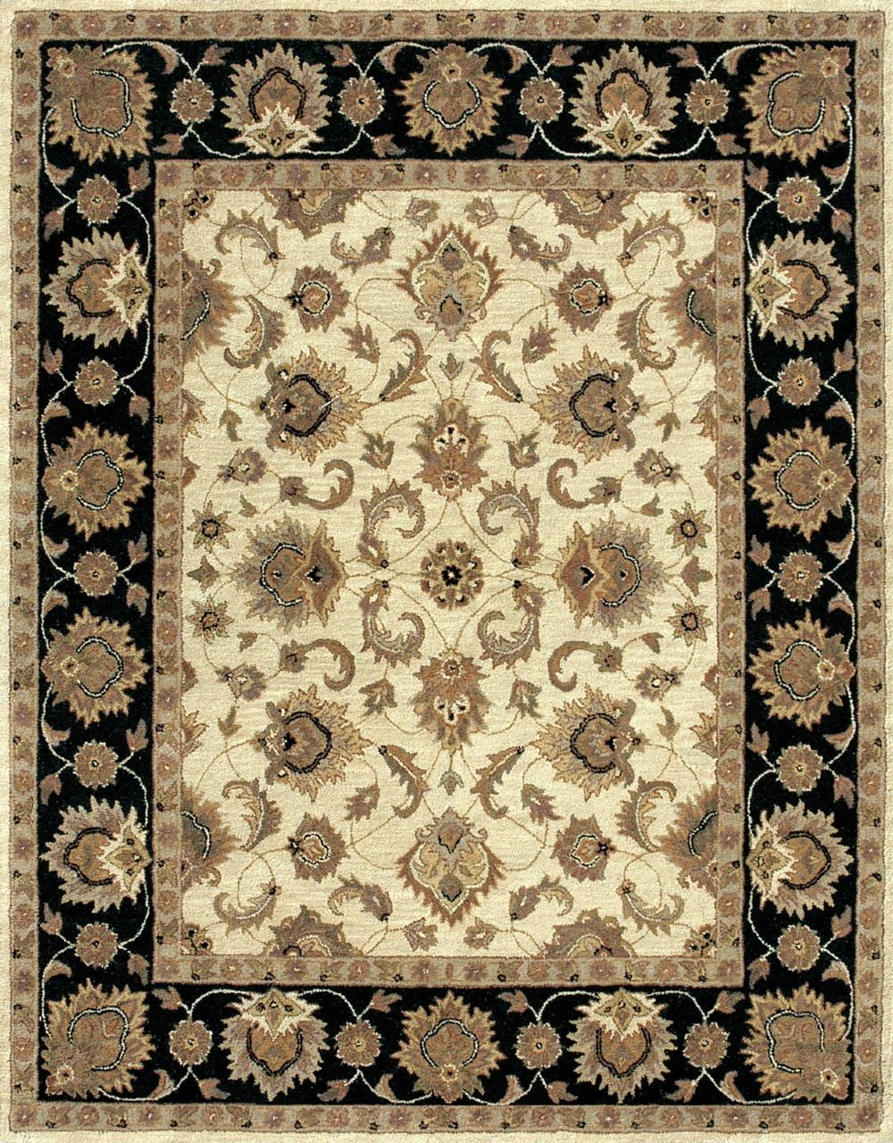 Traditional Maple Collection Area Rug in BeigeBlack and Oval