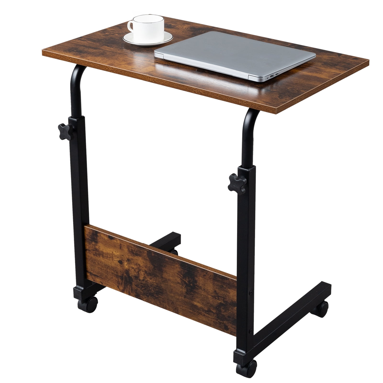 Side Table with Baffle, Rolling & Height adjustable P2 15MM Chipboard & Steel, Wood 60cm