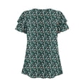 thumbnail image 5 of cocolona Womens Summer Casual Dressy Blouse V Neck Ruffle Short Sleeve Front Pleated Tops Fashion Floral Print T-Shirts, 5 of 6