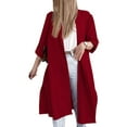 thumbnail image 1 of SAYOO, gabardina abierta por delante para mujer, cárdigan largo de manga 3/4 informal holgado de Color sólido para ropa de calle de otoño SAYOO  moda, 1 of 5