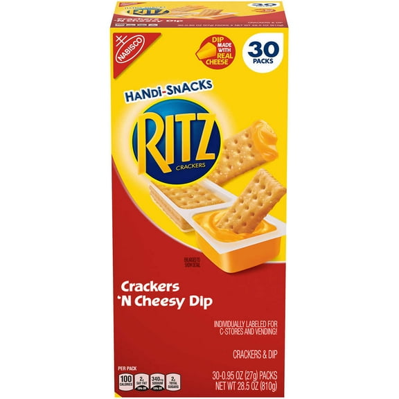 Nabisco Ritz Crackers 'N Cheesy Dip Handi-Snacks, 0.95 oz, 30 count