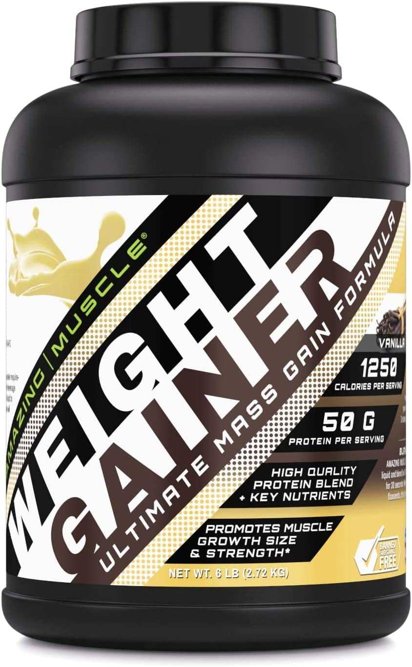Amazing Muscle Whey Protein Gainer 6 Lb Vanilla Flavor