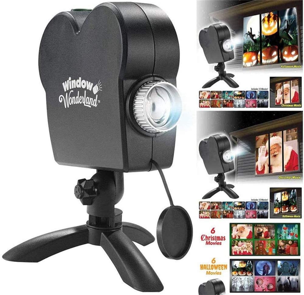 Halloween Holographic Projection Christmas Halloween Window Projector 12 Movie Programs Projection Lights Turn Your Windows Into A Festive Movie Screen Outdoor Garden Decoration 1 Pcs Walmart Com