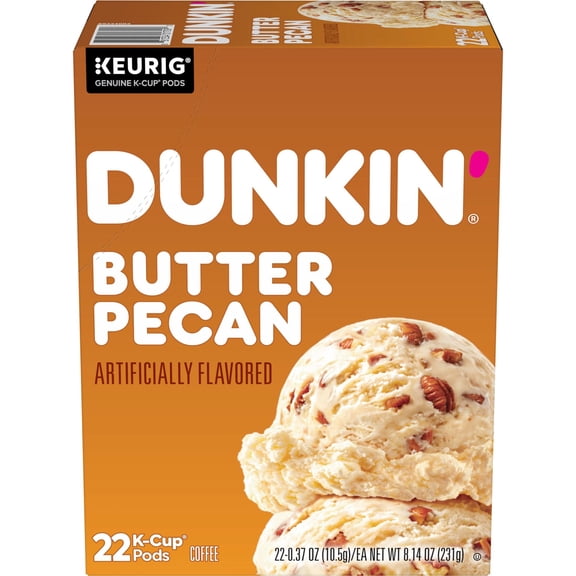 Dunkin’ Butter Pecan Artificially Flavored Coffee, 22 K Cup Pods