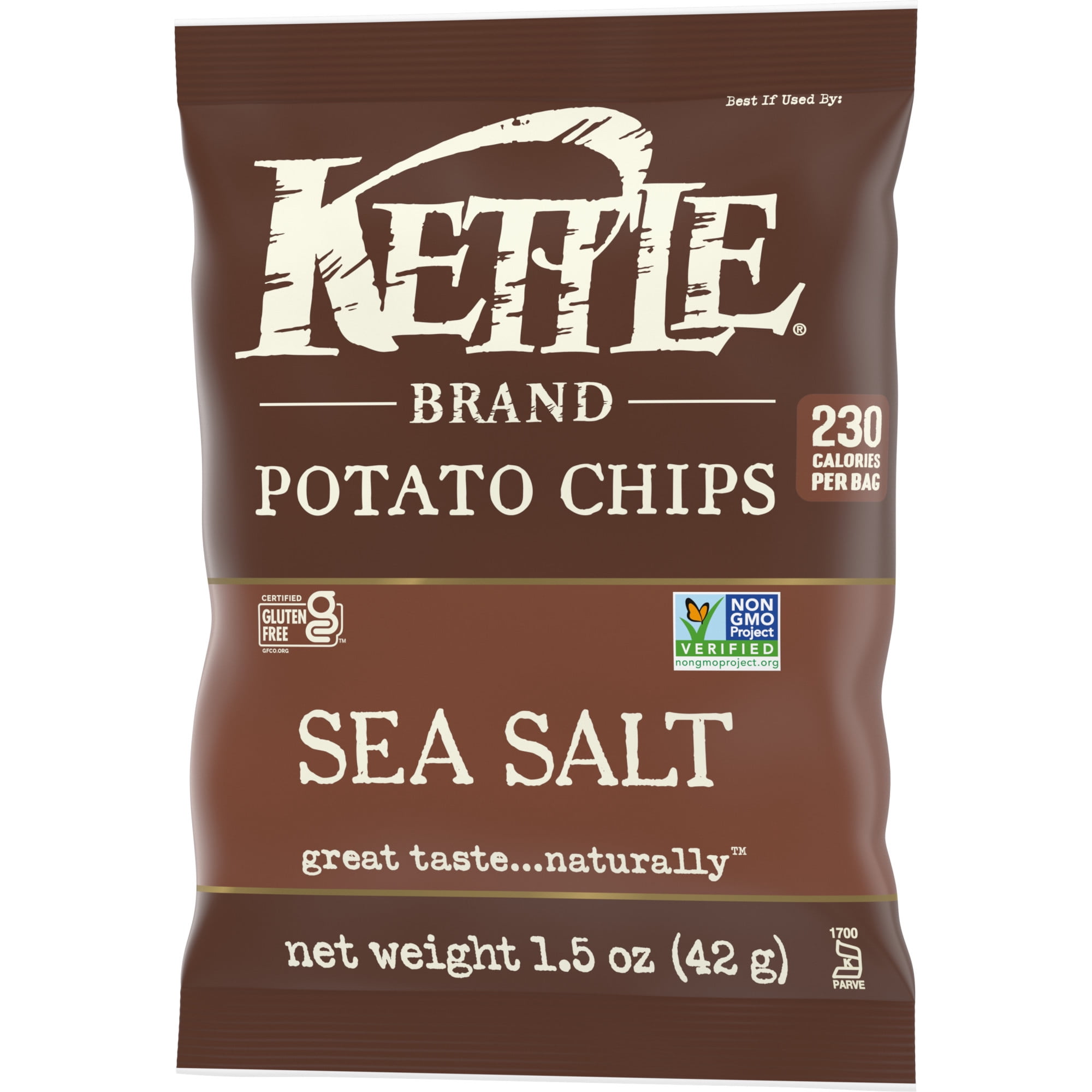 Kettle Brand Sea Salt Potato Chips 1.5 oz. - 24/Case