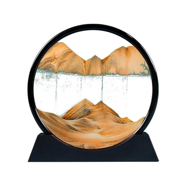 Mistaha Interactive 3D Sand Art Frame - Rotating Sand Picture Frame for Home and Office Decor - Visual Artwork with Adjustable Flow Speed - Unique Stress Relief Gift - Yellow - 12 Inch