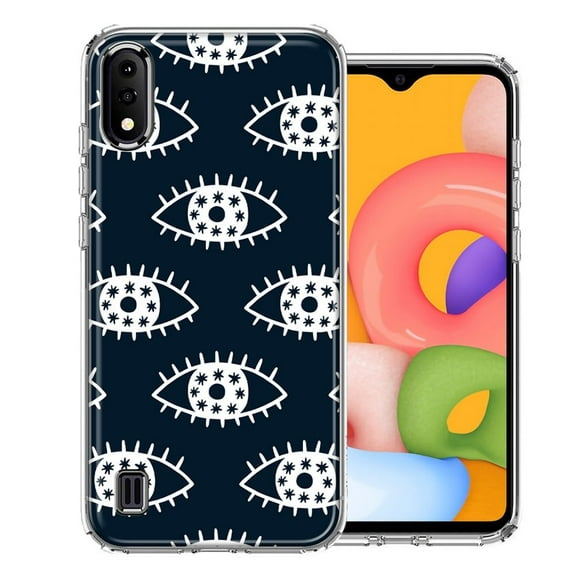 MUNDAZE For Samsung A01 Starry Evil Eyes Design Double Layer Phone Case Cover