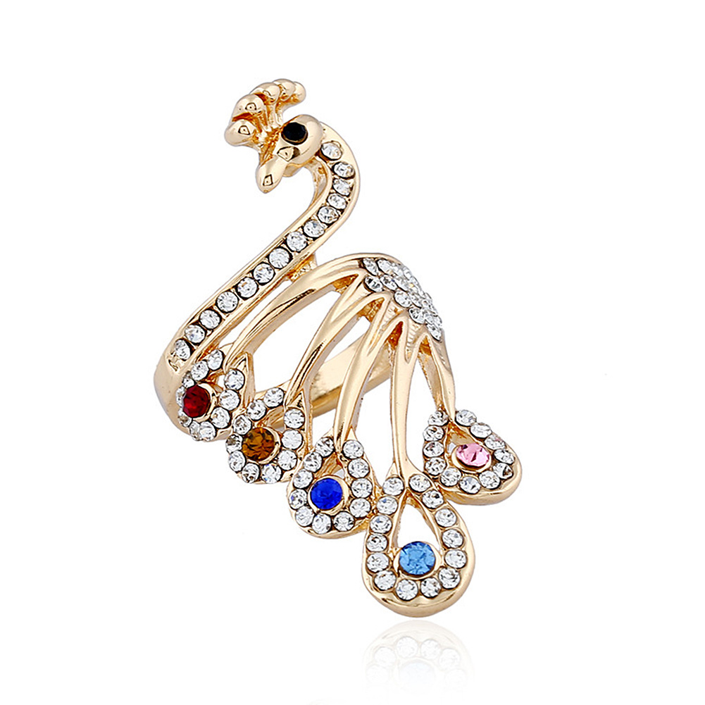 Generic - Women Fashion Artificial Gems Peacock Design Ring Unique