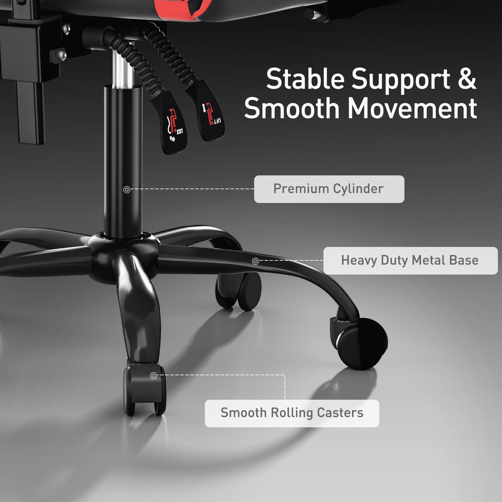 MoNiBloom Ergonomic Gaming Chair with Footrest, Adjustable Headrest and Lumbar Support for Office and Gaming, High-Back Racing Style Computer Desk Chair, Red (Wide Seat)