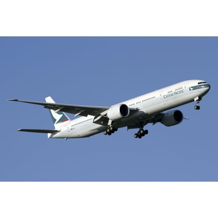 Boeing 777-200 of Cathay Pacific Airways Canvas Art - Luca NicolottiStocktrek Images (35 x 24)