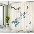 thumbnail image 4 of Ambesonne Japanese Shower Curtain, Coral Hues Cherry Blossoms, 69"Wx84"L, Cadet Blue, 4 of 4