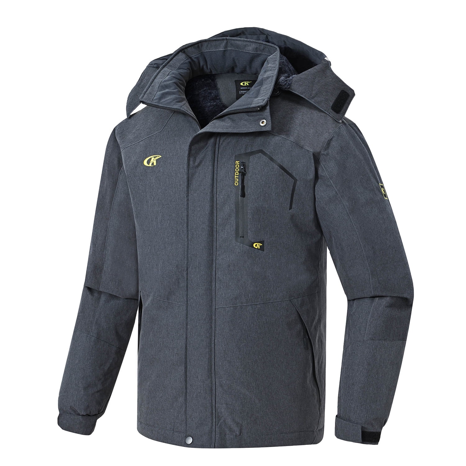 Tyhengta Men's Waterproof Ski Jacket Warm Winter Snow Coat Mountain Windbreaker Hooded Raincoat Cation Darkgray L