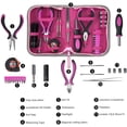 thumbnail image 2 of Kit de herramientas rosa para mujer, juego de herramientas para el hogar de 23 piezas con cinta métrica, alicates, cortadores, enchufes, destornillador para bricolaje y oficina de reparación del hogar ER, 2 of 5