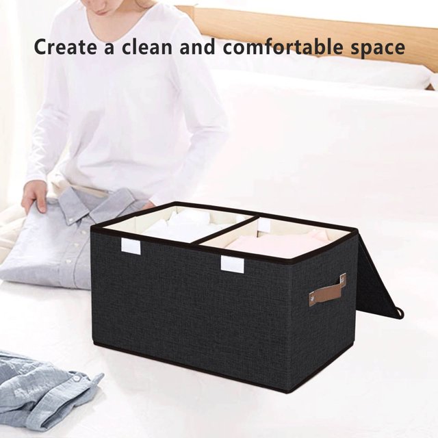 TIMIFISStorage Box Fabric Foldable Storage Box Double Cover Sealing Effect Is Good Clothes Sorting And Storage Detachable