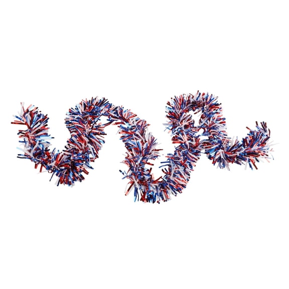 2 Pack Patriotic Garland Decoration 4th Of July Red White Blue Tinsel Shiny Garland Hanging Supplies For Independence Day Party
