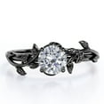 thumbnail image 1 of JeenMata Anillo de Compromiso Bohemio de Moissanita de Corte Redondo de 0,50 Quilates Anillo de Promesa de Moissanita Vintage: Oro Negro de 18 K sobre Plata, 1 of 6