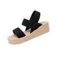 thumbnail image 3 of Rvasteizo Women Casual Shoes Solid Round Toe Open Toe Elastic Strap Thick Sole Wedge Plus Size Layout, 3 of 5