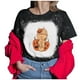 thumbnail image 4 of Fiudx Tops para Mujer Blusa Informal de Manga Corta con Cuello Redondo y Estampado de Corbata Digital para Mujer, 4 of 5