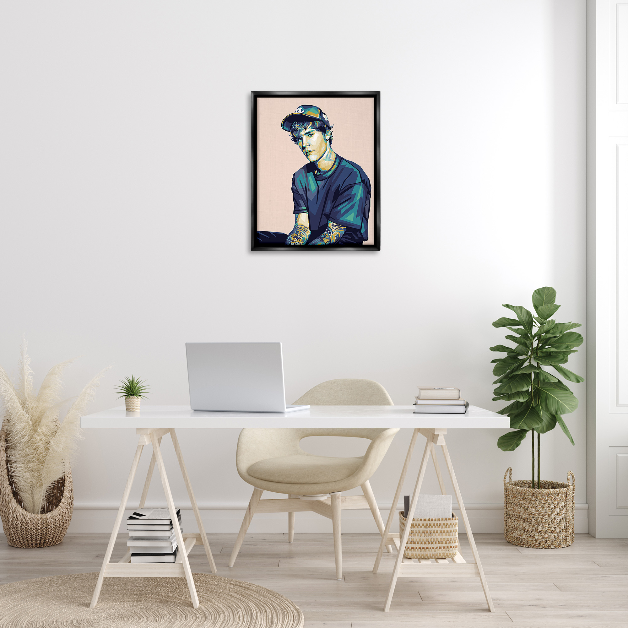 Stupell Industries Justin with Peach Hues Abstract Painting Black Floater Framed Canvas Art Print Wall Art, 25 x 31