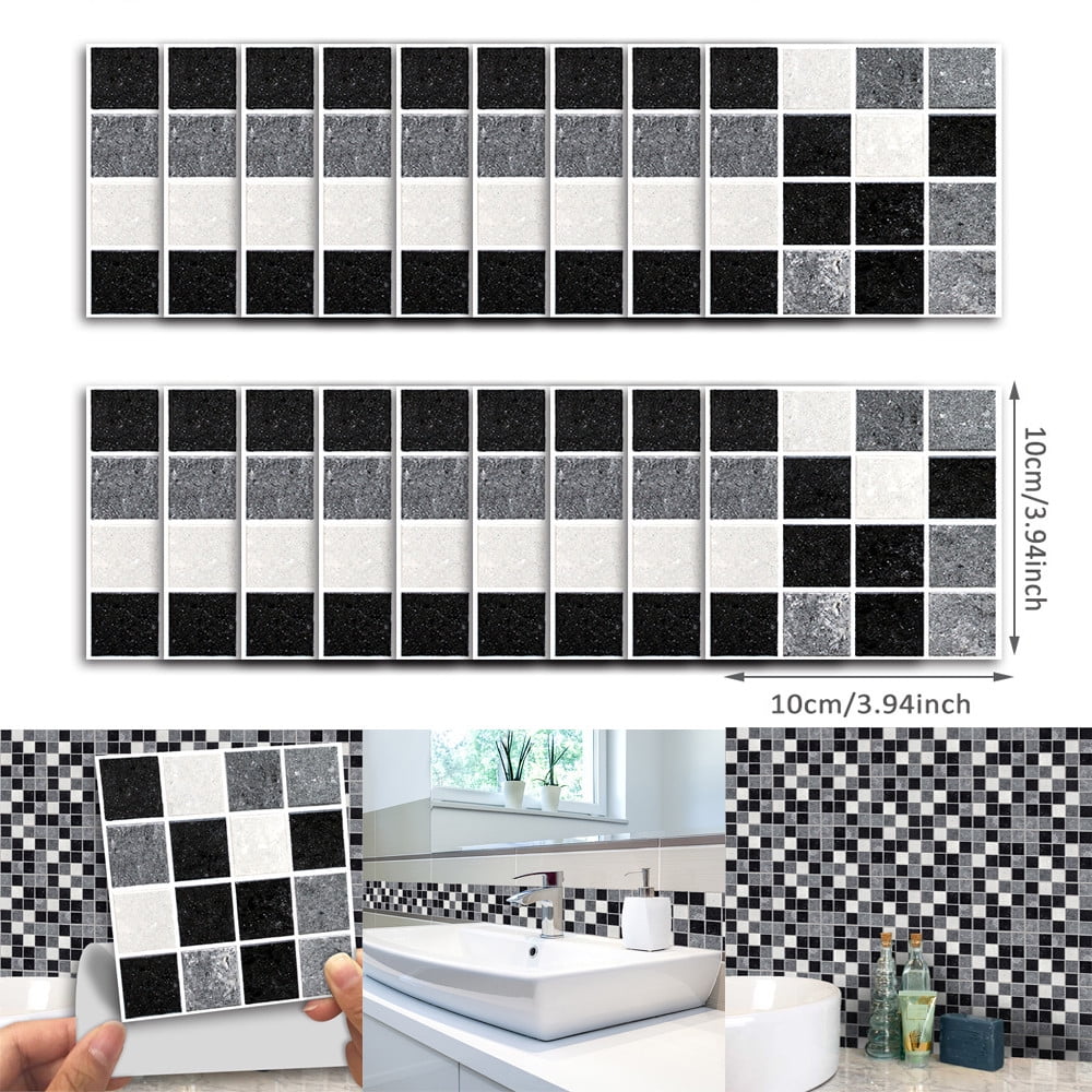 Marble Mosaic Wall Art Kitchen Room Tile Sticker Self Adhesive Waterproof 18pcs