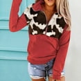 thumbnail image 5 of TAIAOJING Women Hoodies Sweatshirt Cow Print Patchwork Pocket Long Sleeve Zipper Collar Pullover Sweatshirt, 5 of 5