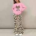 thumbnail image 7 of Amidoa Girls Sweatsuits 2pcs Sets Casual Fall Winter Clothes Cute Fleece Floral Print Sweatshirt and Slightly Flared Sweatpants Back to School Outfits Pink Size 11-12 Years, 7 of 7
